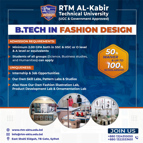 B.Tech in Fashion Design admission poster