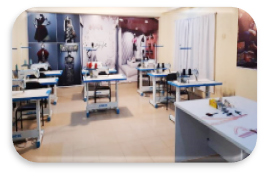 Fashion design studio with pattern-making tables